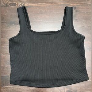 Elegant Black Ribbed Women's Tank Top